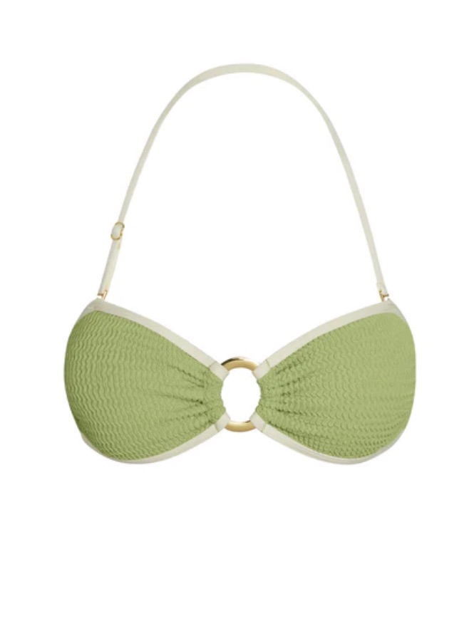 Bnwt Monday Swimwear Costa Rica Top - Avocado/Ivory Crinkle Size Small
